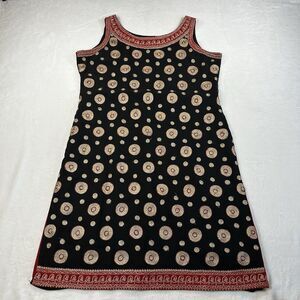 Mehvish Black Embroidered Indian Dress Womens Sleeveless Tunic Kurti Gold Red